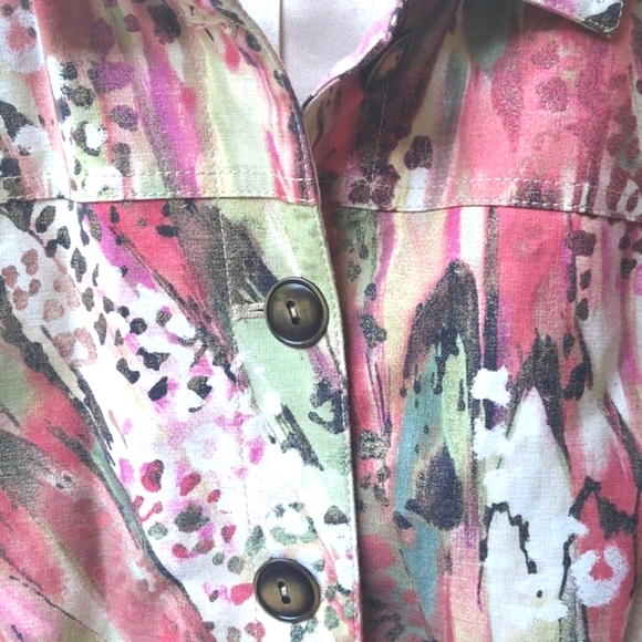 CHICOS Women's button down Colorful abstract design Jacket Sz 2 Sz L - Picture 6 of 11